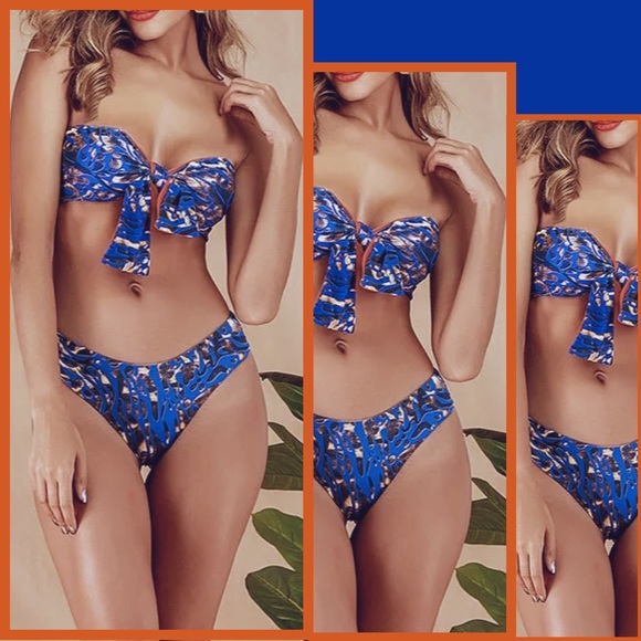 Bandeau Optional Straps Low Waist Bikini NWT - Picture 10 of 13